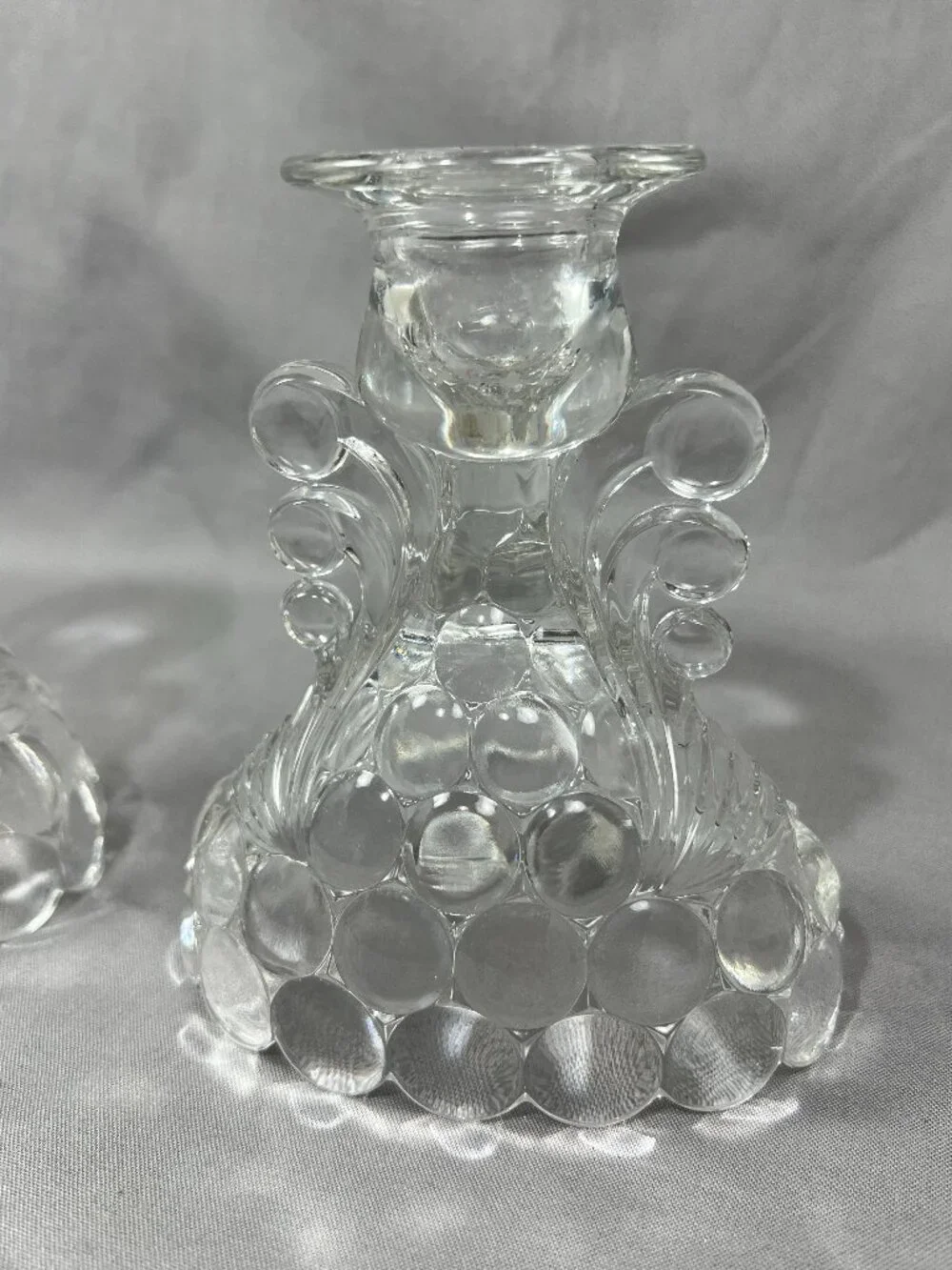Vtg Pair Westmoreland Thousand Eye Bubble Glass Reversible Candle Holder Vase